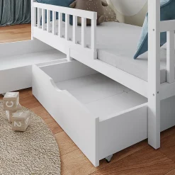 Vitalispa® Vitalispa Lit cabane Blanc 80x160 cm avec 2 tiroirs et matelas*Enfant Lit Enfant