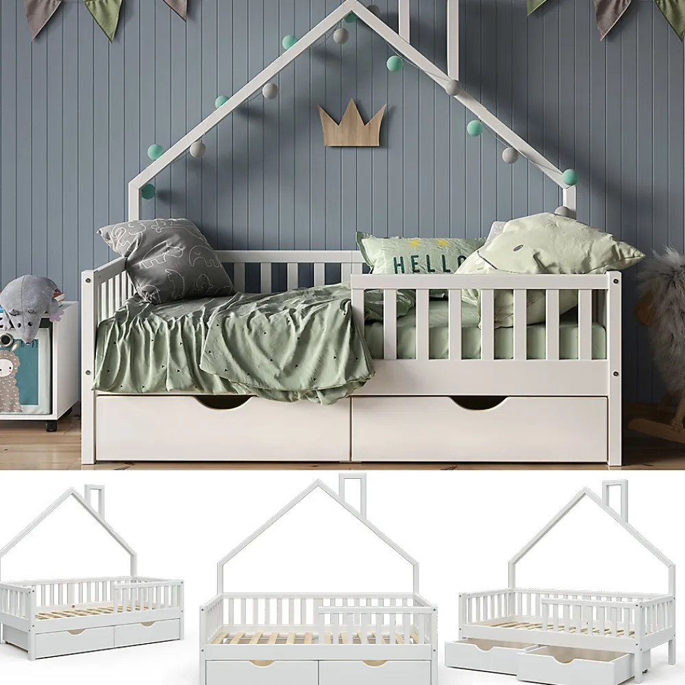 Vitalispa Lit cabane Blanc 80x160 cm avec 2 tiroirs>Vitalispa® Sale