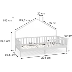 Vitalispa Lit cabane Blanc 90x200 cm><noscript><img width=