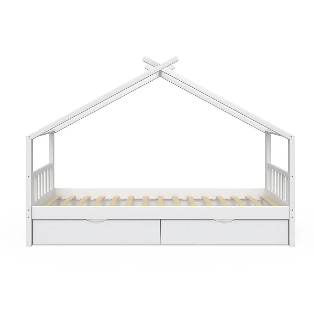 Vitalispa Lit cabane Blanc 90x200 cm avec 2 tiroirs>Vitalispa® Outlet