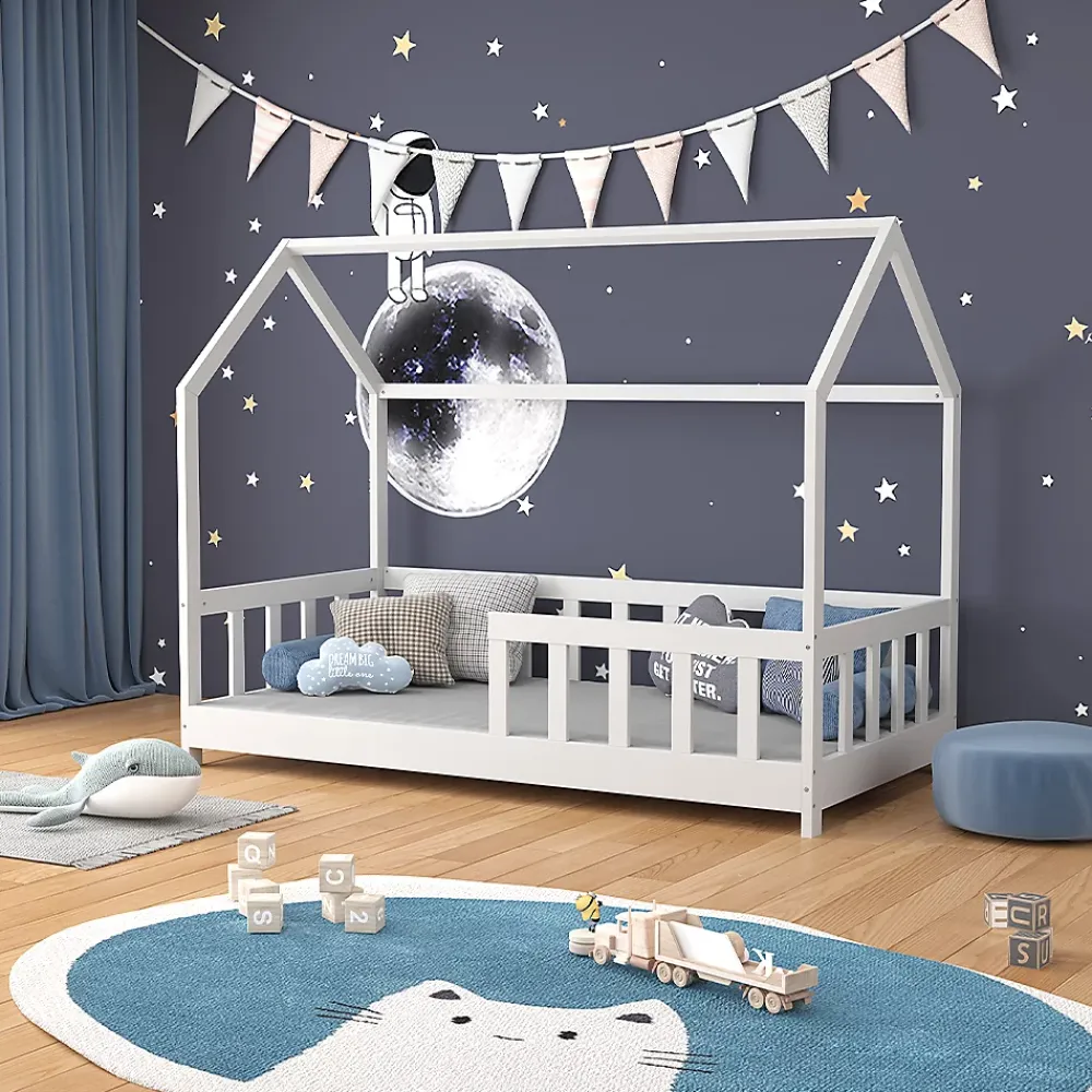 Vitalispa® Vitalispa Lit cabane Blanc 80x160 cm avec protection anti-chute*Enfant Lit Enfant