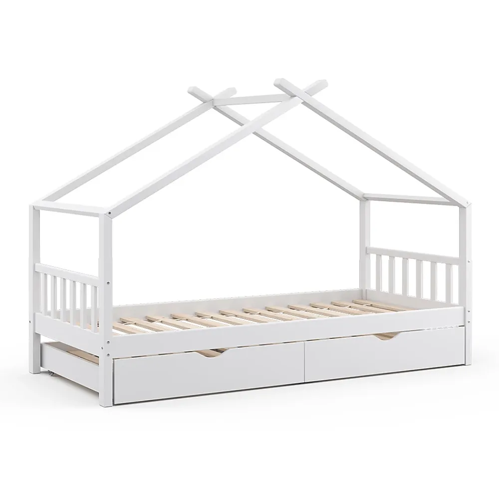 Vitalispa® Vitalispa Lit cabane Blanc 90x200 cm avec lit dappoint*Enfant Lit Enfant