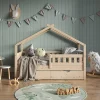 Vitalispa® Vitalispa Lit cabane Naturel bois 80x160 cm avec lit dappoint*Enfant Lit Enfant