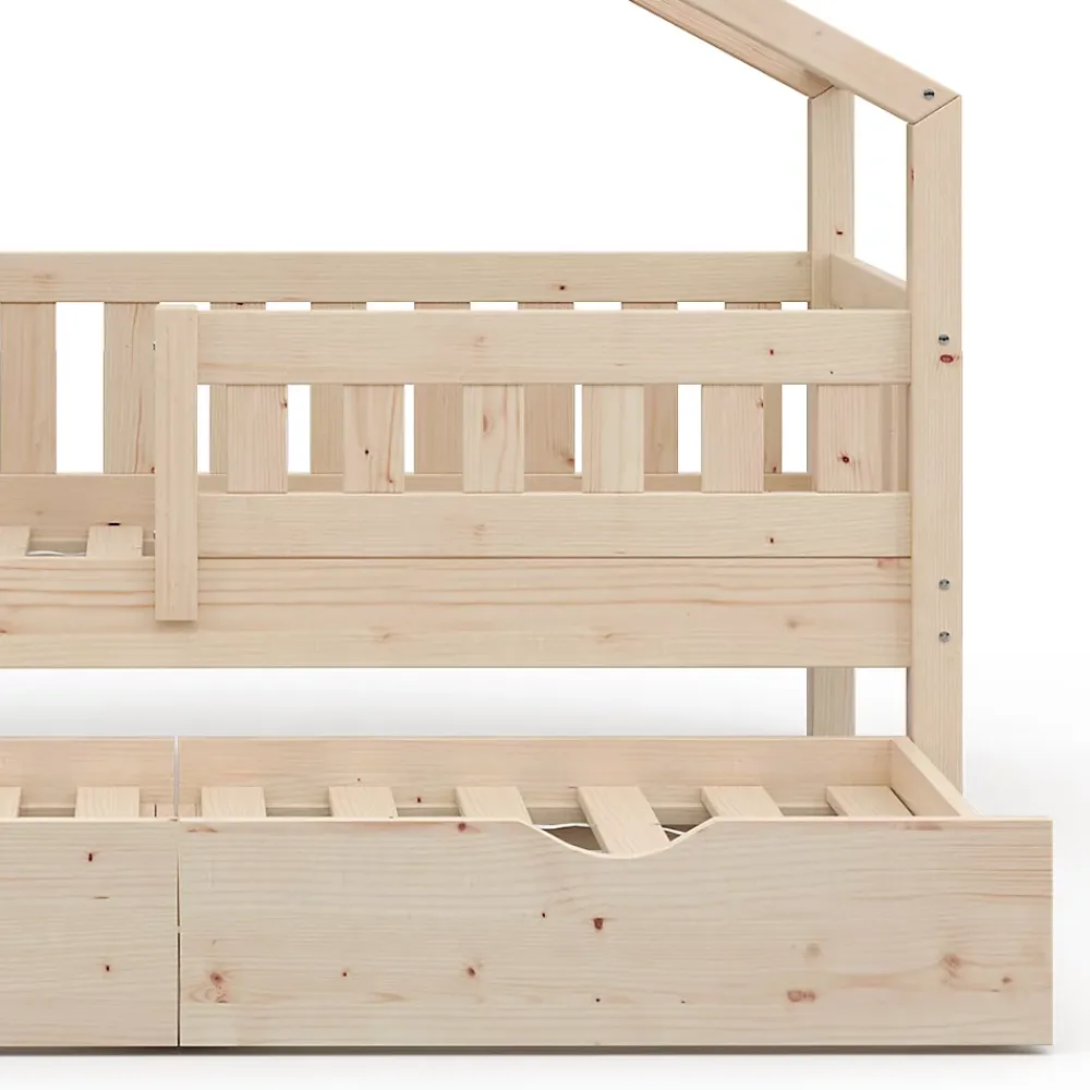 Vitalispa® Vitalispa Lit cabane Naturel bois 80x160 cm avec lit dappoint*Enfant Lit Enfant