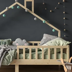 Vitalispa® Vitalispa Lit cabane Naturel bois 90x200 cm avec matelas*Enfant Lit Enfant