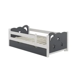Vitalispa® Vitalispa Lit pour enfant Gris 70x140 cm avec tiroir, sans matelas*Enfant Lit Enfant