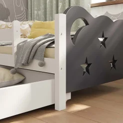 Vitalispa® Vitalispa Lit pour enfant Gris 70x140 cm avec tiroir, sans matelas*Enfant Lit Enfant