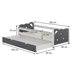 Vitalispa Lit pour enfant Gris 80x160 cm avec tiroir, sans matelas><noscript><img width=