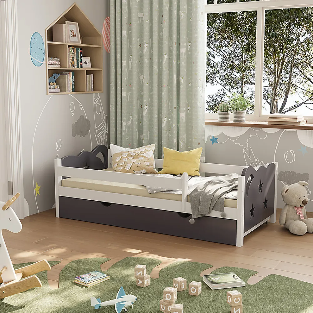 Vitalispa Lit pour enfant Gris 80x160 cm avec tiroir, sans matelas>Vitalispa® Online