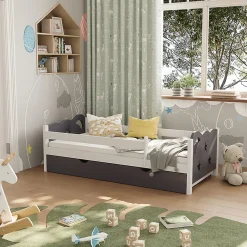 Vitalispa® Vitalispa Lit pour enfant blanc/gris 80x160 cm avec tiroir et matelas*Enfant Lit Enfant