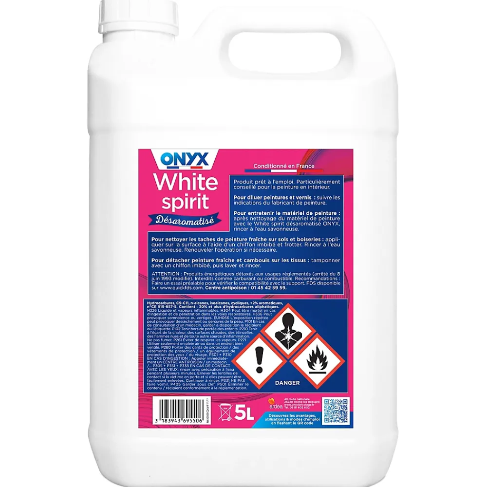 Onyx White Spirit désaromatisé diluant nettoyant 5L* White Spirit