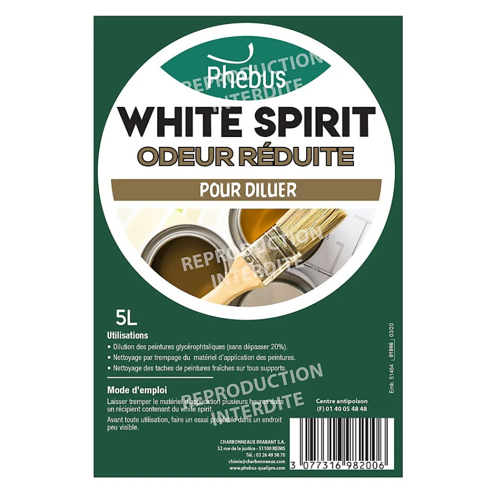 White spirit odeur réduite Phébus 5L>Phebus