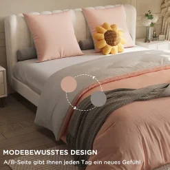 Fortuna lai 140X200 Parure de lit 4 pièces, lit double, grand lit, 1 housse de couette, 1 drap-housse et 2 taies d'oreiller,rose* Lit Coffre